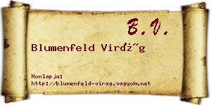 Blumenfeld Virág névjegykártya